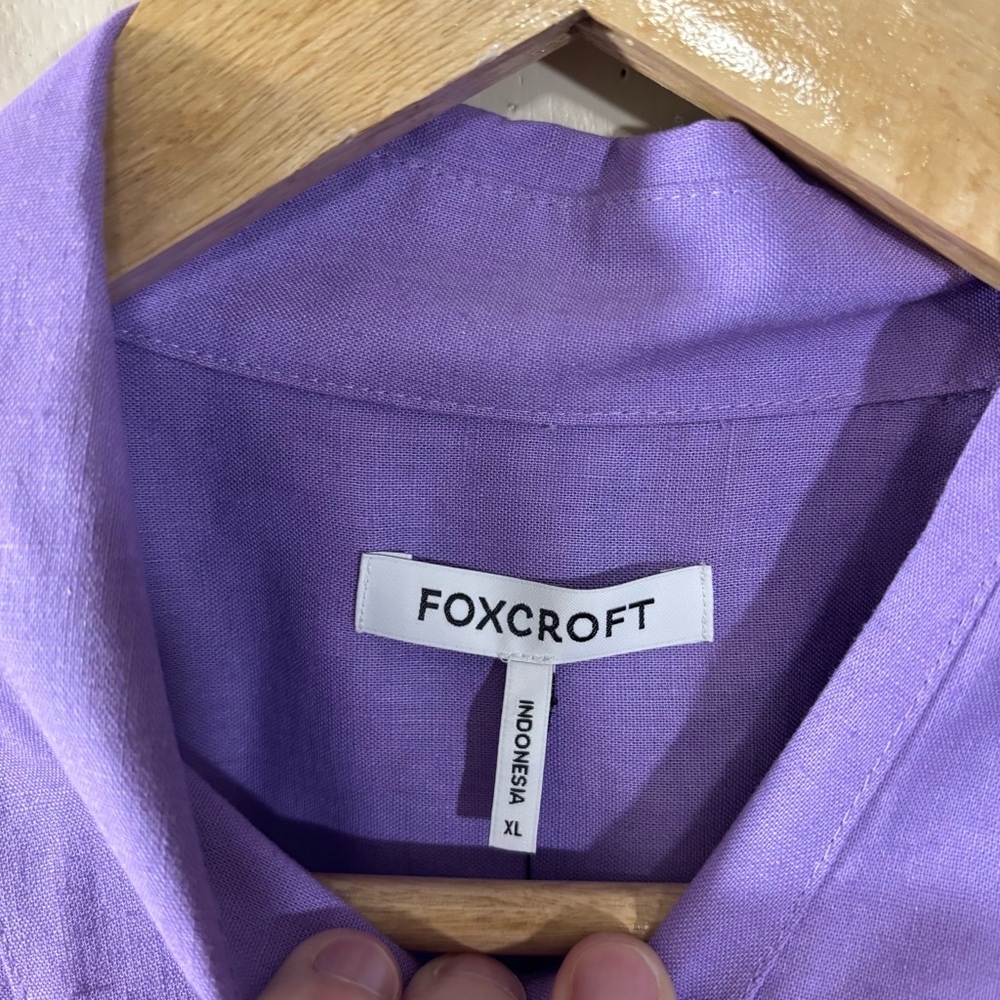 FOXCROFT Women’s Easy Care Linen Button Down Shirt Size XL Amethyst Purple NEW - Picture 2 of 6
